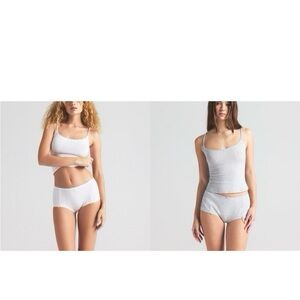 Skims Pointelle Boy Shorts- Snow & Light Heather Grey- Size XXS